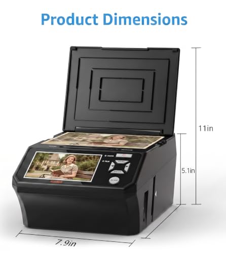 DigitPro Black Photo, Slide & Negative Scanner with 5” Large Screen