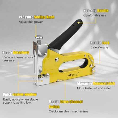 Upholstery Staple Gun, TOPEC 3 in 1 Heavy Duty Staple Guns/Home Use with 900 Staples - Manual Brad Nailer Power for Fixing, Material, Decoration, Carpentry, Furniture, Wood, DIY