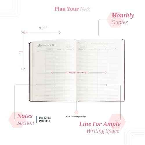 myAgenda Desktop Planner with 18 Month Calendar to Organize Schedules and Appointments with Vegan Leather Cover (July 2025 to December 2026) (Mulberry)