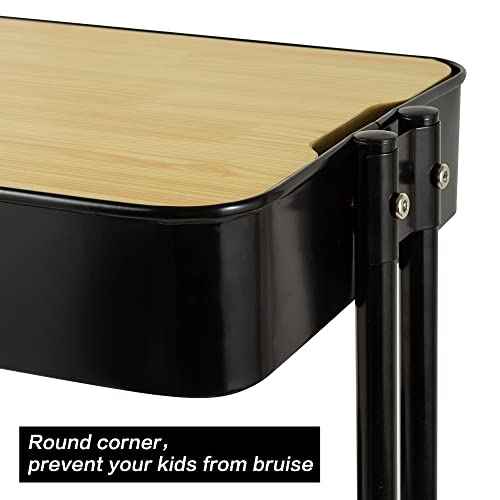 2 Tier Utility Cart£¬Metal Rolling Cart with Wheels and Cover for Office Home Kitchen Organization (Black-1, 2 Tier)