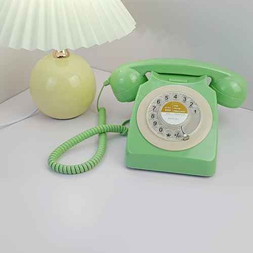 Vintage Retro Old Fashion Rotary Dial Home and Office Telephone Classic Single Line Basic Desk Phone Home Office School Hotel