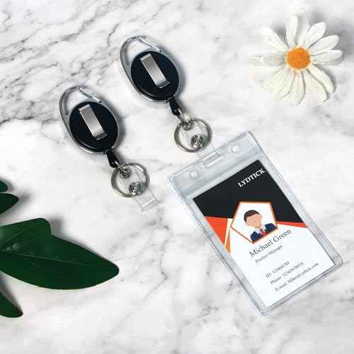 100 Pcs Retractable Badge Reels & ID Badge Holder, Heavy Duty Badge Holder Clips Bulk ID Card Key Holders with Ring for Nurse Office Work Employee School Supplies