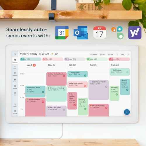 Skylight Calendar Max: 27-Inch Smart Digital Calendar & Chore Chart, Family Organizer with Interactive Touchscreen Display ? Wall Mountable in Portrait or Landscape, Classic White Frame