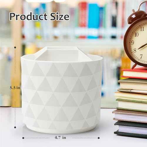 Desk Organizer, 360-Degree Rotating Pencil Pen Holders For Desk, Diamond Pattern Pen Organizer With 5 Compartments, Cute Desk Accessories Decor For Office, School,Home,Art Supply (Pink)