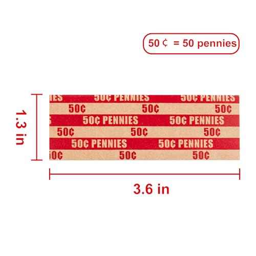 L LIKED 105 PCS Striped Flat Coin Wrappers Pennies Rolls Only, Red (105 PCS - Pennies)