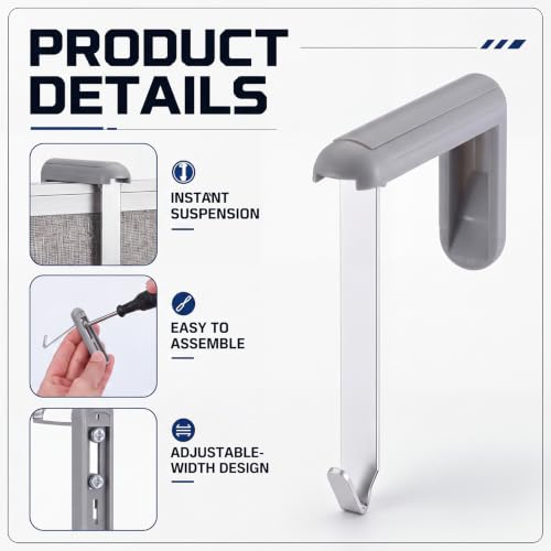 Flutesan 4 Pack Gray Cubicle Whiteboard & Tackboard Hangers with Mounting Screws