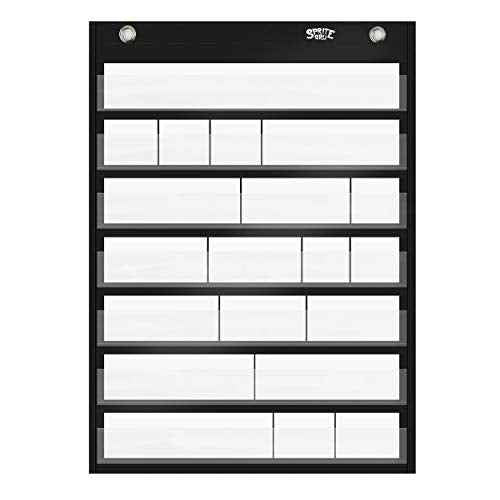 Magnetic Pocket Chart with 10 Dry Erase Cards for Standards,Daily Schedule,Activities,Class demonstrations (Black)