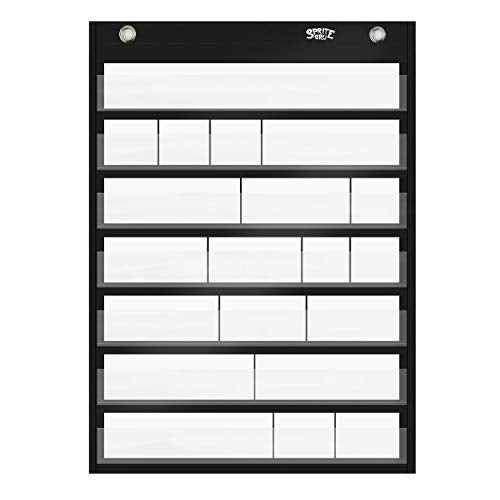 Blank Magnetic Pocket Chart with 10 Dry Erase Cards - Black, Classroom Organizer