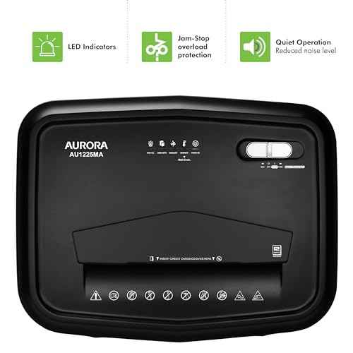Aurora AU1225MA High-Security 12-Sheet Micro-Cut Paper and CD/Credit Card Shredder/ 5-Gallon Pullout Basket/40 Minutes Run Time