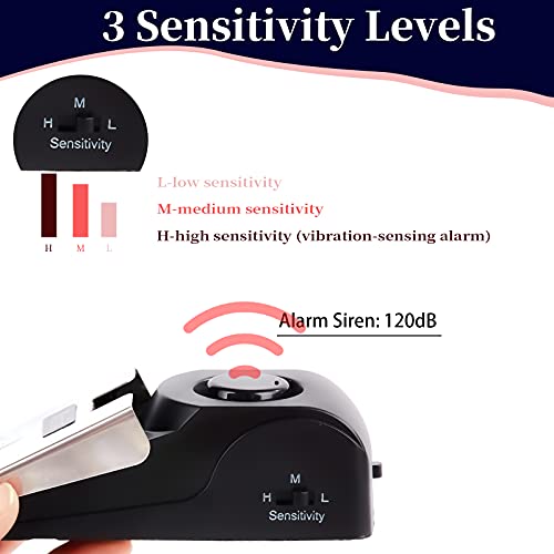 Monsin 2 Pack Door Stop Alarm with 120dB Security Alarm - Black