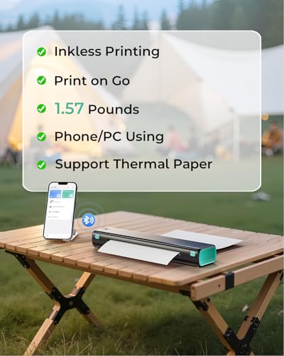 Phomemo M08F Inkless Thermal Portable Printer with Case & 10 Sheets - Black