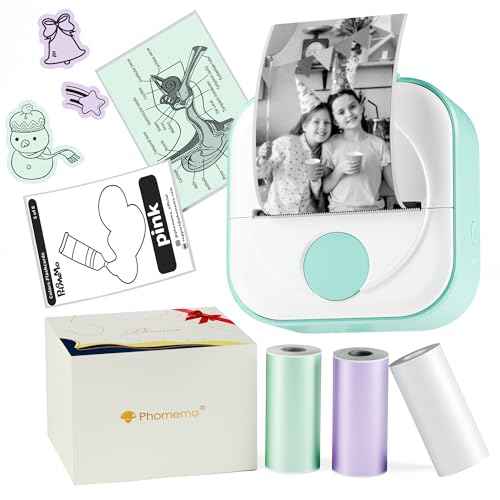 Phomemo Sticker Printer, Q02 Print Pods Mini Printer Thermal Bluetooth Sticker Maker with 3 Rolls Paper, for DIY Creation, Study Notes, Memo, List, Work Plan,Journaling, Gifts