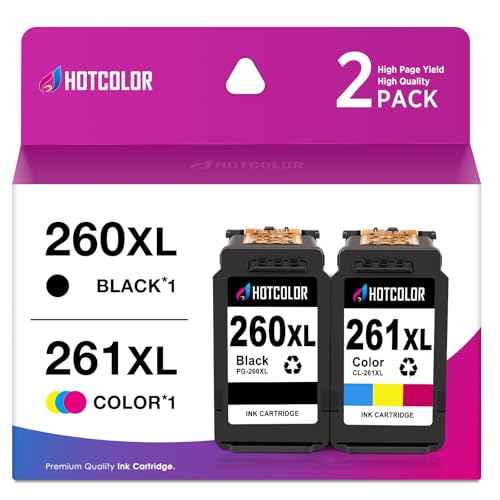 PG-260XL CL-261XL Ink Cartridge for Canon 260 and 261 Ink cartridges for Canon Ink 260 and 261 cartridges for Canon ts6420 Ink Pixma TS6400 TS6420a TR7020a TS5320 Printer(1Black/1Tri-Color)
