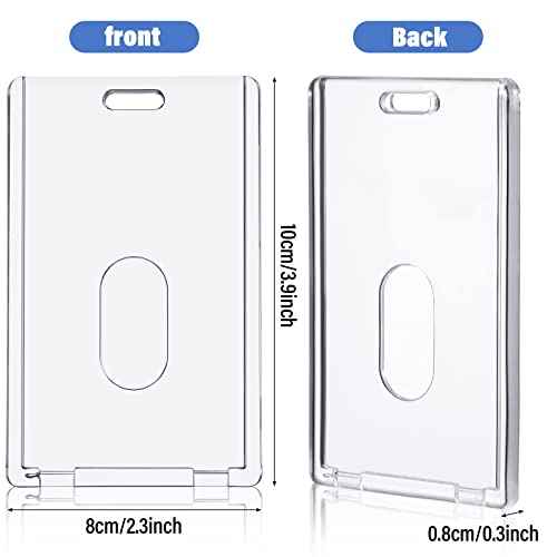 Chinco 90 Pcs Hard Plastic Badge Holder Vertical Clear ID Badge Holders Acrylic Heavy Duty Waterproof Plastic ID Card Holder Transparent Heavy Duty Protector Case for Office School Hospital Lanyard