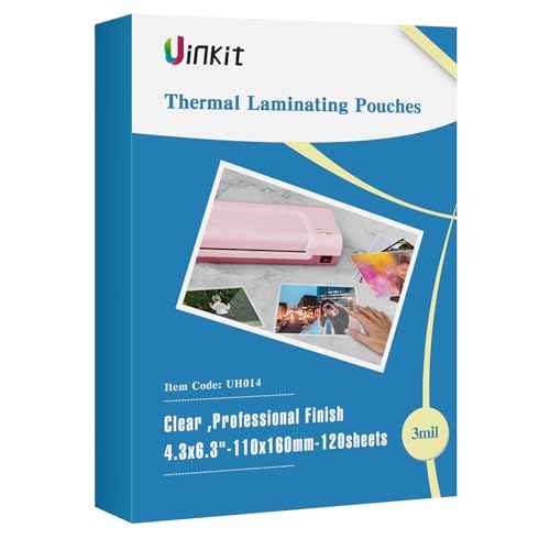 Uinkit 120Pack Thermal Laminating Pouches 3mil Laminating Sheets 4.3x6.3 inches for Sealed 4x6 Photo Card Documents, Glossy Clear Laminator Pouch Rounded Corner