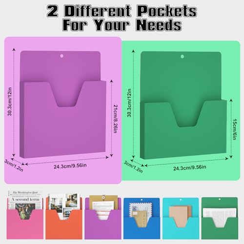 MFTEK Magnetic File Holder 6 Pockets Light Color-Mix Office Organizer