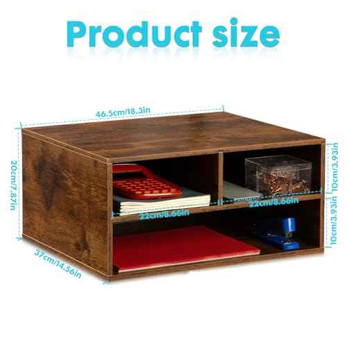 EMERIT Printer Stand Shelf with Storage Wood Desk Paper Organzier for Home/Office,Printer Riser, 2 Tire
