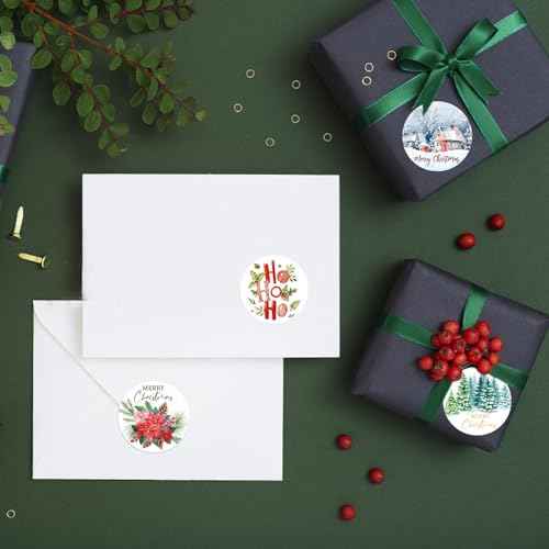 1000 Pcs Christmas Stickers for Envelopes,1.5 Inch Round Christmas Stickers for Crafts,Xmas Envelope Seal Cards Gift Stickers,8 Designs