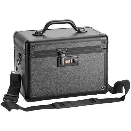 Large Lock Box - 11x6.7x7.9 Inch Lockable Security Storage Case with Combination Lock, Locking Medicine Box for Personal Items, Passports and Pills, Lockbox for Home Office, Black