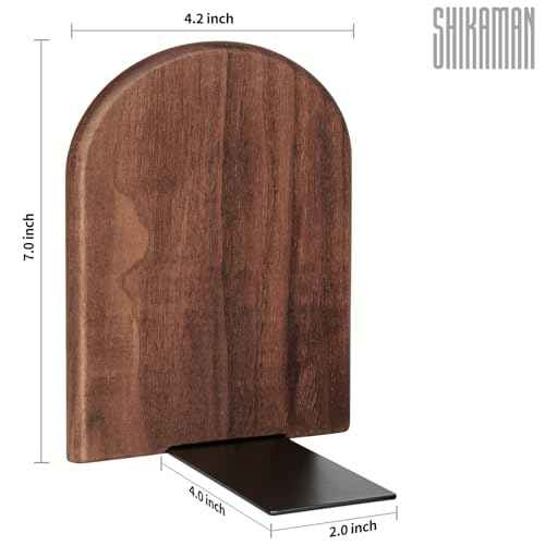 Book Ends,4 Pair Large Bookends Wood Book Ends Universal Economy Bookend (4, Large)