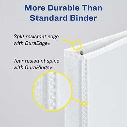 Avery Heavy-Duty View 3 Ring Binders, 1" Slant Rings, Holds 11" x 17" Paper, White, 2 Pack (17707)
