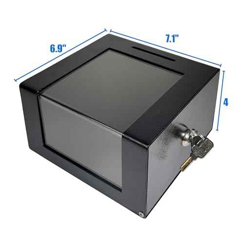 Steel Locking Tip Box - Heavy-Duty Secure Tip Jar with Combination Cable Lock, Ideal for Taxi Tips, Donations, Suggestions, Business Cards, Cash, and More in Family Churches, Restaurants, and Events.