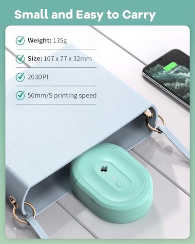 NDYIN N12 Bluetooth Label Maker with Green Tape, Wireless Portable Printer