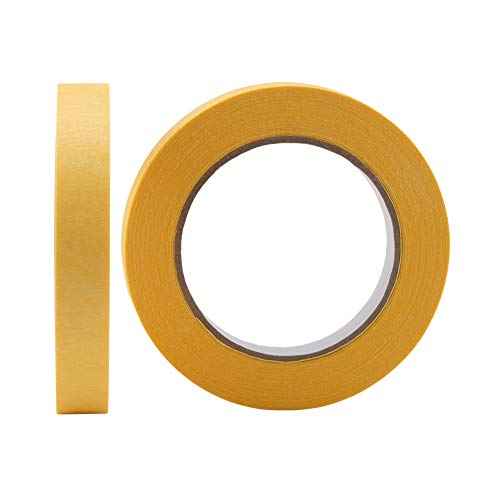 Lichamp 20-Pack Automotive Refinish Masking Tape Yellow 18mm x 55m, Cars Vehicles Auto Body Paint Tape, Automotive Painters Tapes Bulk Set 0.7-inch x 180-foot x 20 Rolls