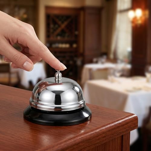 Chrome Service Call Bell - 3.4 Inch Loud Desk Bell for Hotels & Offices
