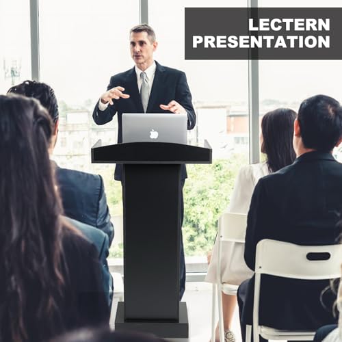 BEQUZON Podium Stand with Heavy Wooden Base – Black-classic, 47.2" Lectern for Church, Classroom, Wedding Speech
