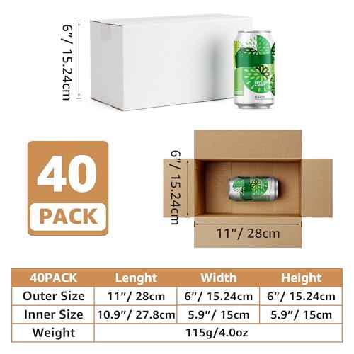 EXYGLO 40 Pack 11x6x6 Shipping Boxes for Small Business, White Corrugated Cardboard Box for Packaging, Moving, Mailing, and Storing