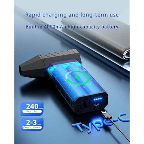 Electric Air Duster-130000RPM Super Power Cordless Air Duster, Rechargeable Brushless Motor Durable Blower, 3-Gear Adjustable Dust Blower for Computer, Keyboard, Outdoor, House and Car