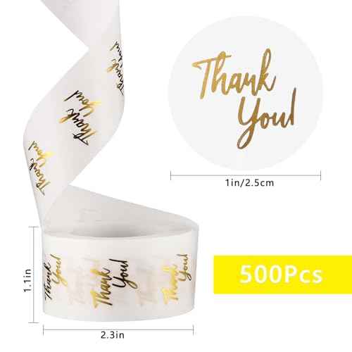 Generic 500Pcs Clear Thank You Stickers Round Transparent PVC Stickers, 1 in Self-Adhesive Envelope Seal Labels for Business Wedding Festival Baby Shower Birthday Party (500)