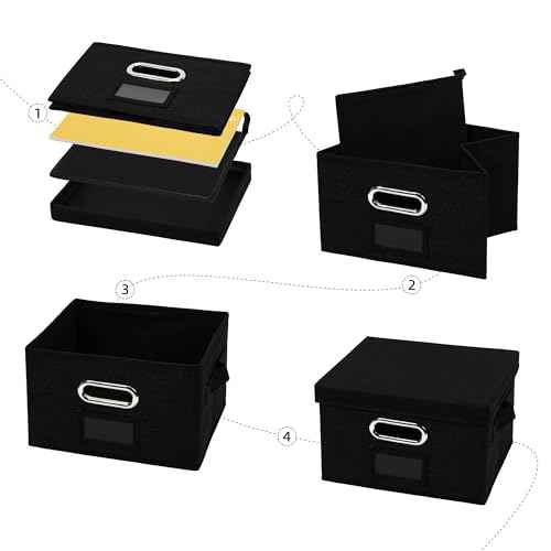 Greeting Card Organizer and Storage Box with 40 Pcs Adjustable Dividers, Storing Cards with 168 Pcs Labels Perfect for Storing Greeting Cards, Envelopes, Photos 2 Pack Black