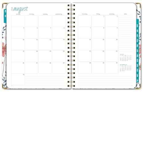HARDCOVER Academic Year 2025-2026 Planner: (June 2025 Through July 2026) 8.5"x11" Daily Weekly Monthly Planner Yearly Agenda. Bookmark, Pocket Folder and Sticky Note Set (Colorful Botanicals)