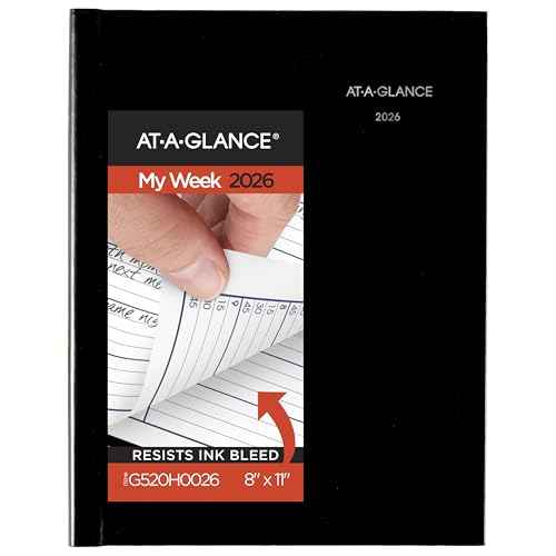 AT-A-GLANCE 2026 Appointment Book Planner, Weekly, 8" x 11", Large, Quarter-Hourly, Hardcover, DayMinder, Black (G520H0026)