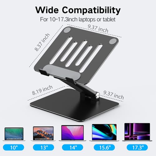 Adjustable Laptop Stand for Desk, Foldable Metal Riser, Ergonomic Support