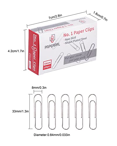 PAPERPAL No. 1 Non-Skid Paper Clips 6 Pack - 600 Silver Office & School Use