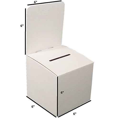 My Charity Boxes Raffle Ticket Donation Collection Ballot Box Reusable Sturdy thick Cardboard with Slot comment Suggestion Box With Removable Header 6H x 6W x 6D, Display area 6H x 6W(Black10 pack)