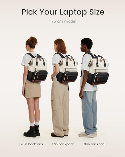 LOVEVOOK 15.6 Inch Waterproof Laptop Backpack for Women - Beige-Black
