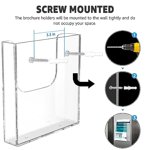 MaxGear Brochure Holder 6x9 inch Acrylic Pamphlet Holder Clear Plastic Flyer Holder Wall Mount for Ofiice, School, Exhibition, 3 Pack