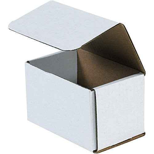 Aviditi White Corrugated Cardboard Mailing Boxes, 5.5 x 3 1/2 x 3 1/2 Inches, Pack of 50, Crush-Proof, For Shipping, Mailing and Storing