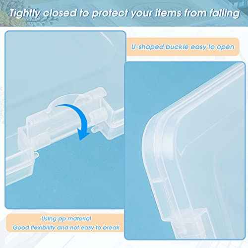 Gueevin 8 Pcs Clear A4 File Portable Paper Project Case, Storage Container, Plastic Flat Box Buckle, Document Letter Storage Box with Handle, 12.2 x 9.06 x 0.79 in for Board Game Magazine Scrapbook