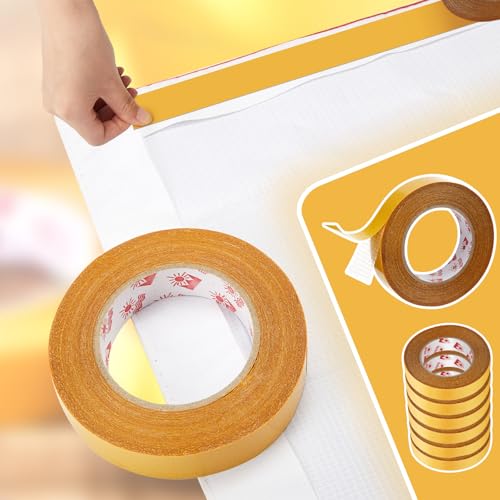12 Rolls Heavy Duty Banner Hem Tape 1" x 90 ft Double Sided Vinyl Banner Tape Hem Scrim Strong Mounting, Clear