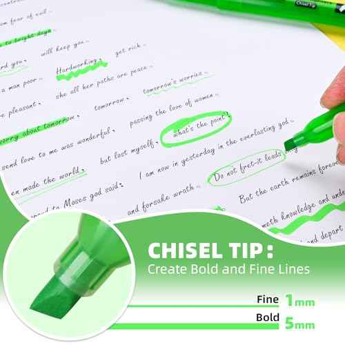Highlighters 36 Pack, Chisel Tip Green Highlighter Bright Colors,Quickly Drying, Perfect for Students Kids Adults Classroom, School, Office