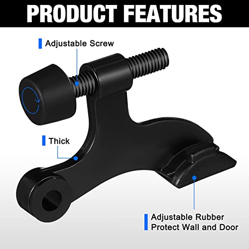 Chumia 48 Pieces Hinge Pin Door Stops Satin Brushed Door Stopper Adjustable Heavy Duty Hinge Wall Protector with Rubber Bumper Tips (Black)
