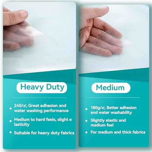 Double-Sided Iron-On Adhesive Film for Sewing & Crafts, 11.8 Inches x 10 Yards, Heavy Duty, Elastic Fusible Interfacing with Backing Paper, Heat Bond Fabric Glue for Applique & Hemming