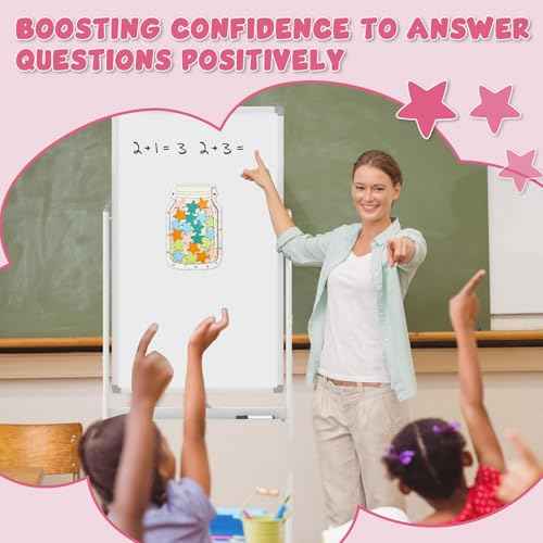 Magnetic Reward Jar for Kids ? Star Jar Reward System, Behavior Classroom Incentive Jar with Fun Star Chart, Suitable for Teachers Parents (Mason Jar with Stars, Kids Motivational Tool)