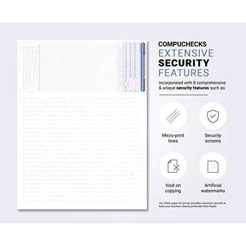 500 Blank Check Stock - Check on Top Art Deco- Paper Weight # 70"High Security" Check Paper Dark Blue Art Deco