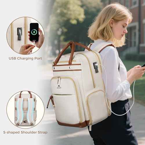 MATEIN Teacher Backpack with Lunch Compartment Detachable, 15.6 Inch Laptop Backpack with USB Port & Organized Pocket, College Computer Work Backpacks Meal Prep Bag Gift for Women Nurse Commute Office